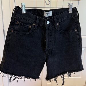 Agolde Black Parker Long Jean Shorts